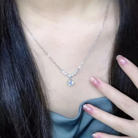 Promise Me Sterling Silver & Diamond Promise Necklace - Symbol of Vows - Picture 2 of 7